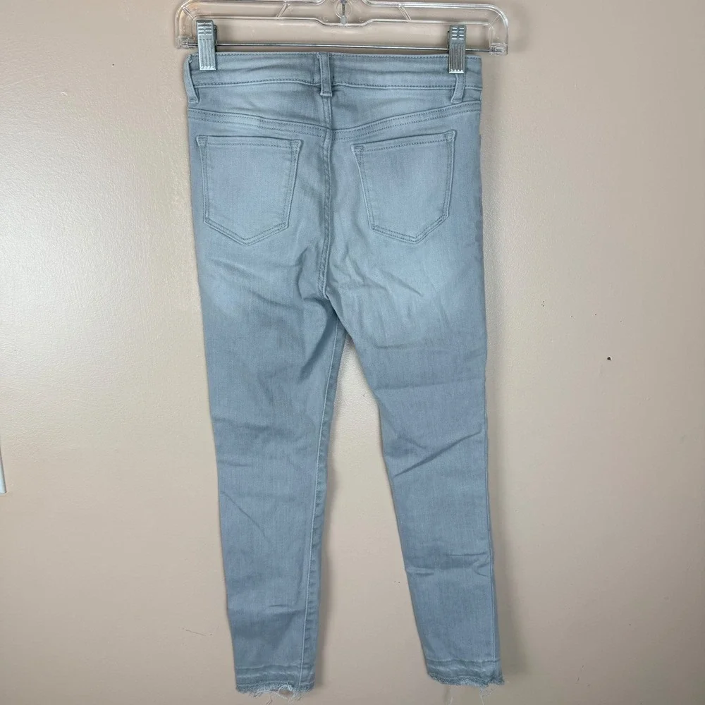 Gap Girls Light Grey Distressed High Rise Ankle Jegging Jeans Size 10 Button Fly